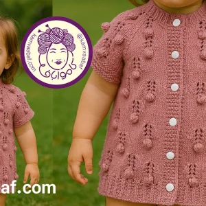 آموزش بافت بلوز دخترانه برگ و نخودی