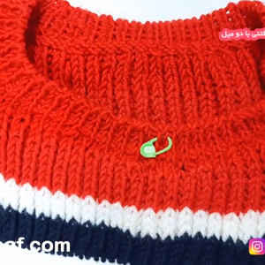 آموزش بافت بلوز یقه گرد از بالا