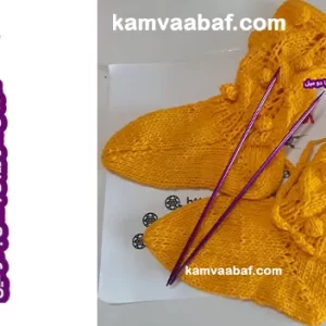 آموزش جوراب کودک مدل برگ و نخودی