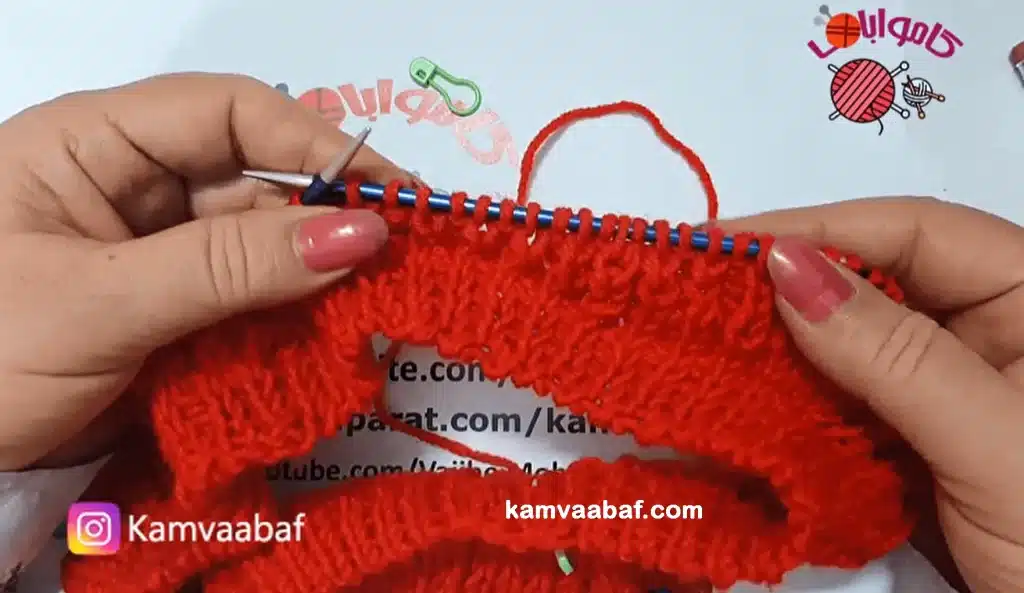 آموزش بافت بلوز یقه گرد از بالا